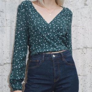 Brandy Melville long-sleeve wrap blouse